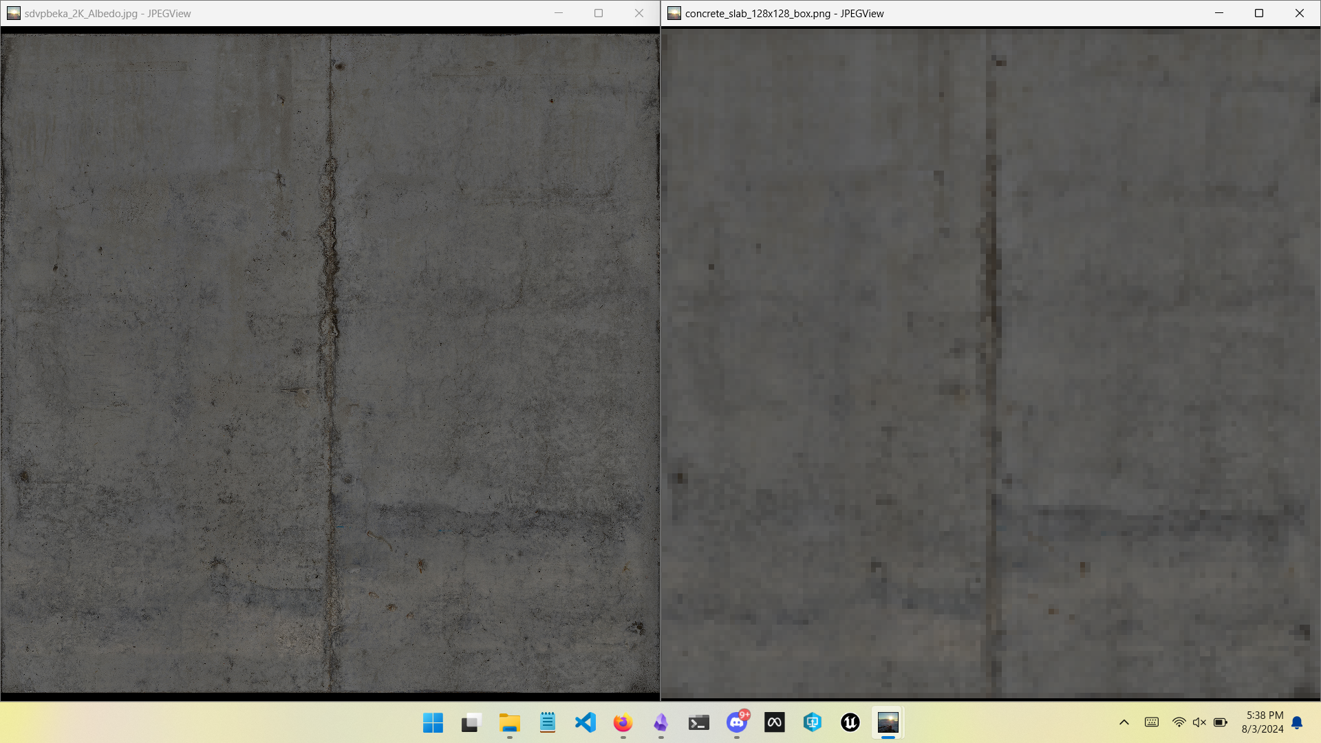 Megascan texture vs. compressed for concrete