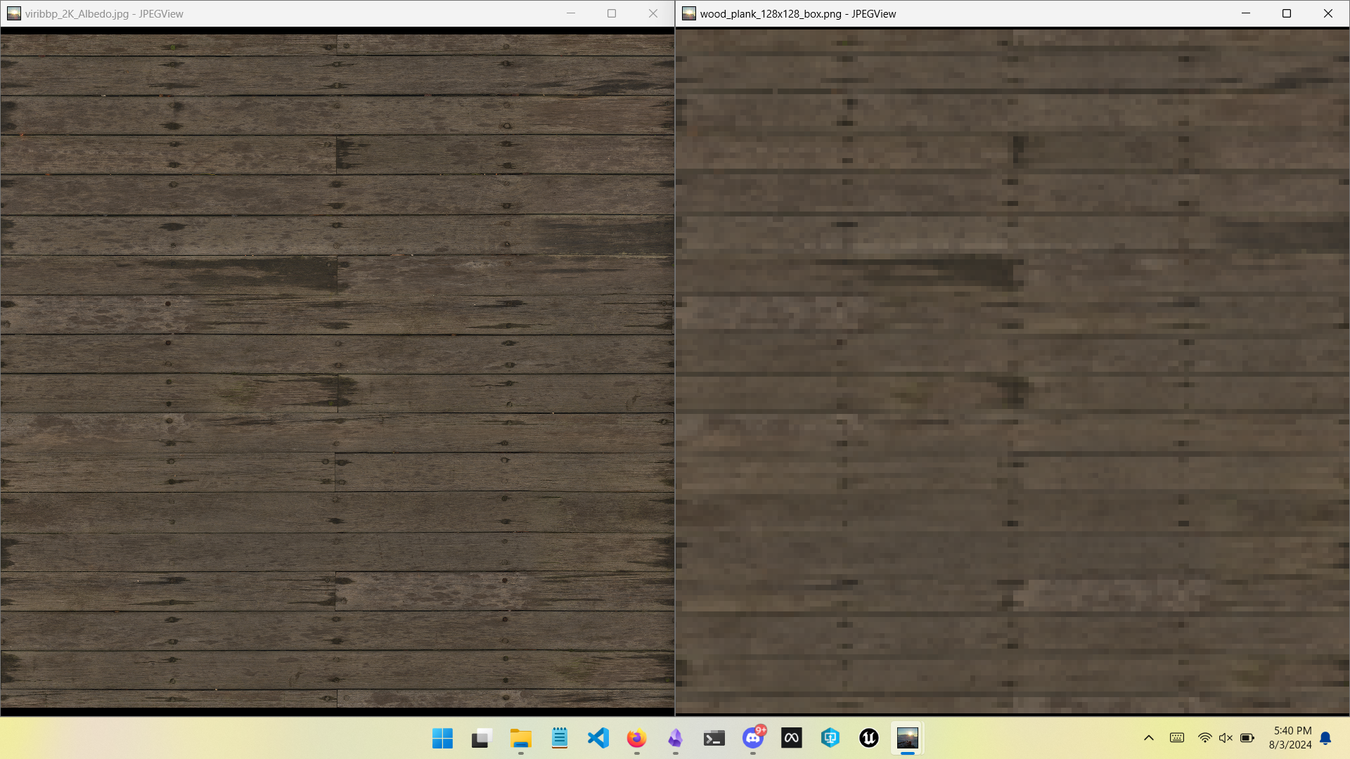 Megascan texture vs. compressed for wood