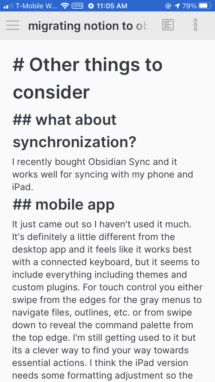 on Obsidian mobile, full-page editing view.